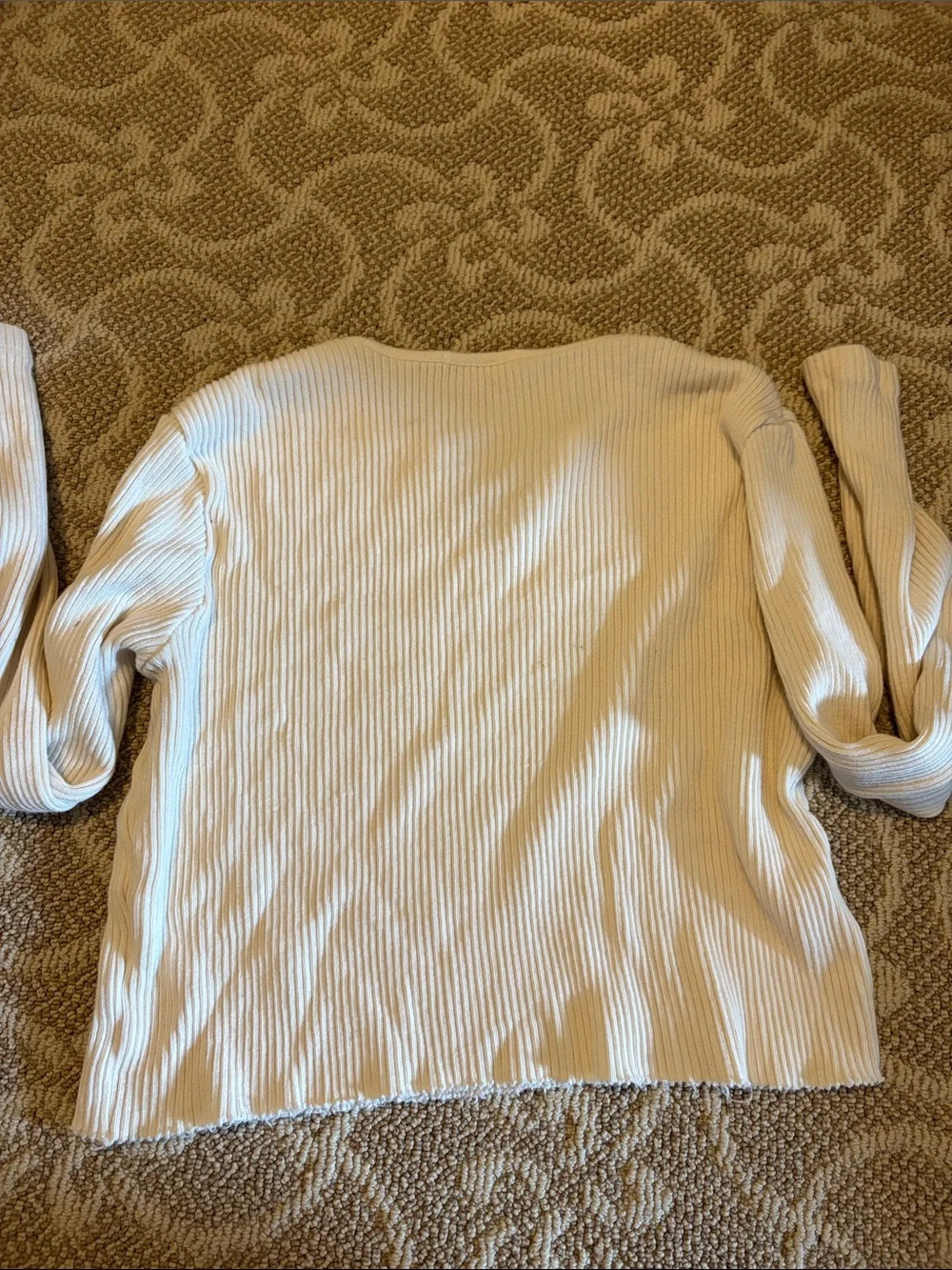 Brandy Melville Cream Ribbed V‑Notch Sweater